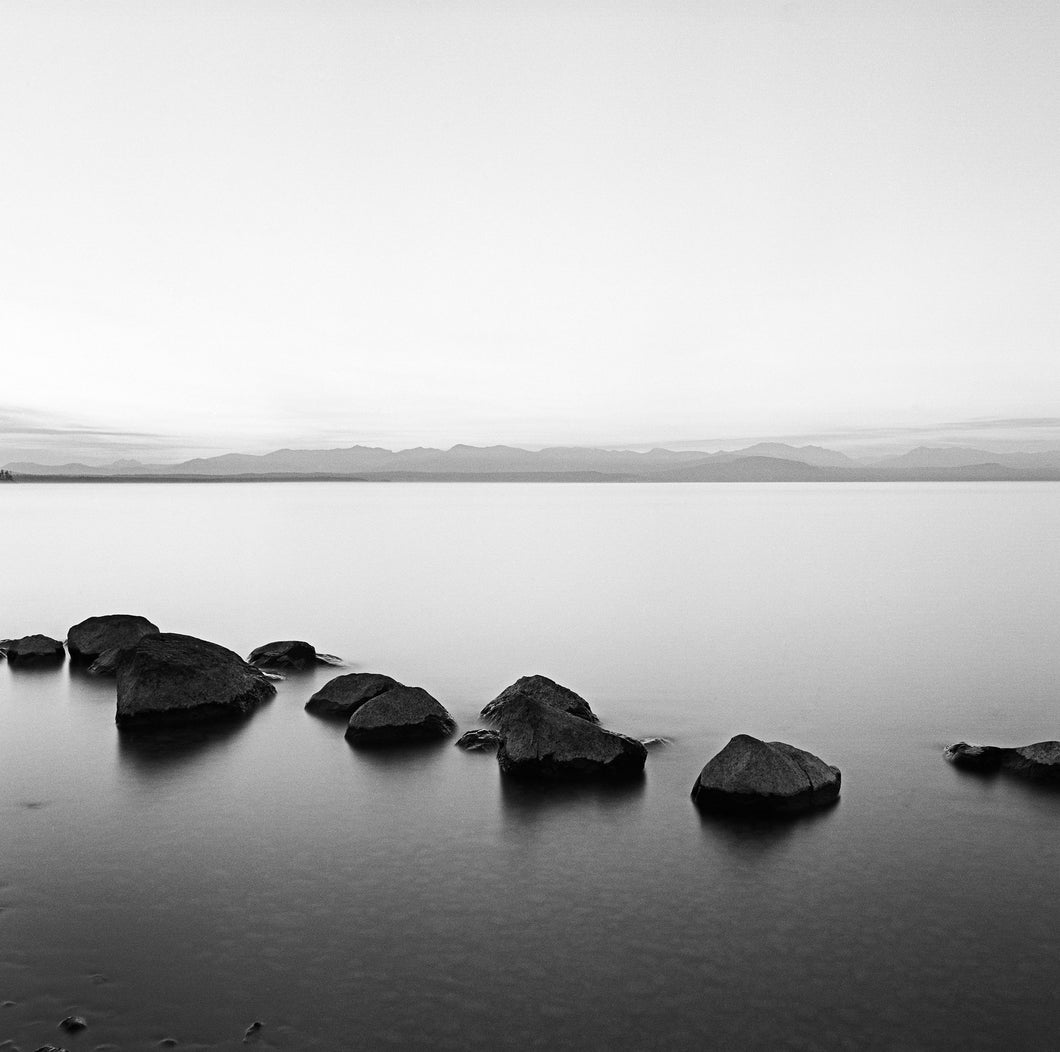 Zen Lake Black and White Fine Art Photo Print - Yellowstone Lake 16 X 20