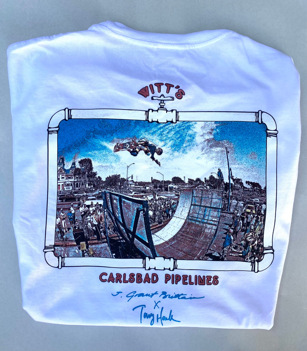 Tony Hawk Witts Carlsbad Pipelines Grant Brittain Photo Tshirt - USA Shipping Only