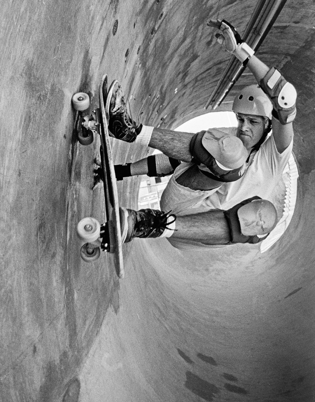 Chris Miller Full Pipe Upland Pipeline Skatepark Pole Cam B&W 1986