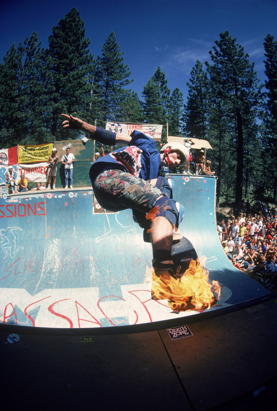 Lance Mountain Board on Fire Tahoe Ramp 1985