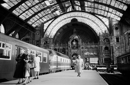 Black and White Antwerp Train Station Fine Art Photo Print