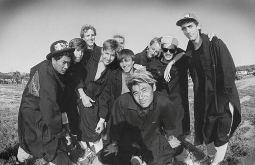 B & W Bones Brigade Team Portrait Photo 1986, Del Mar Skate Ranch